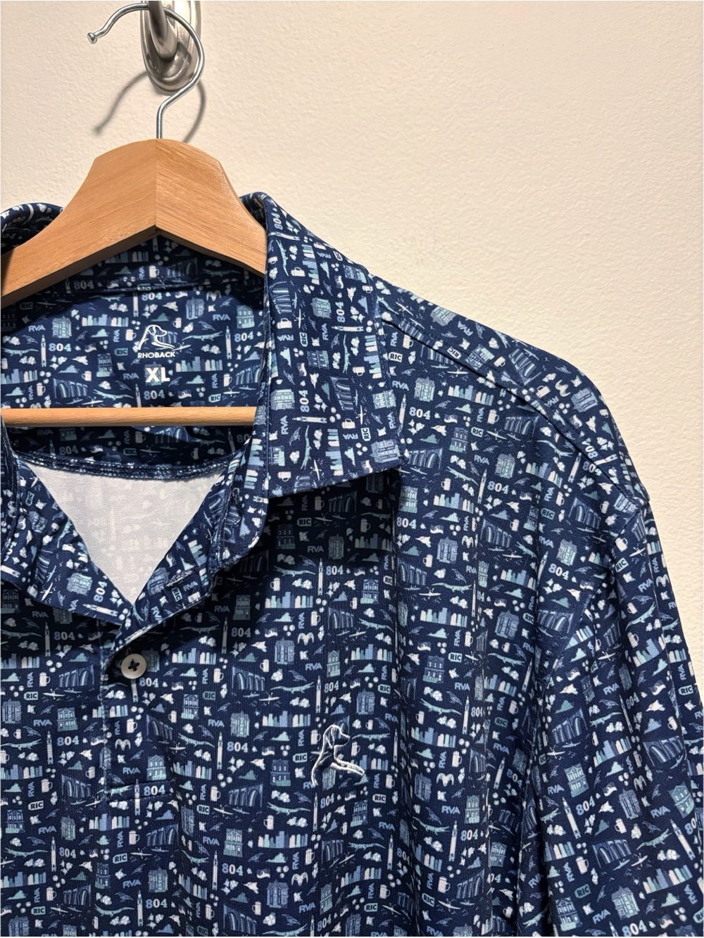 Rhoback || 804 RVA Performance Polo Richmond Virginia Golf Shirt Navy Blue XL